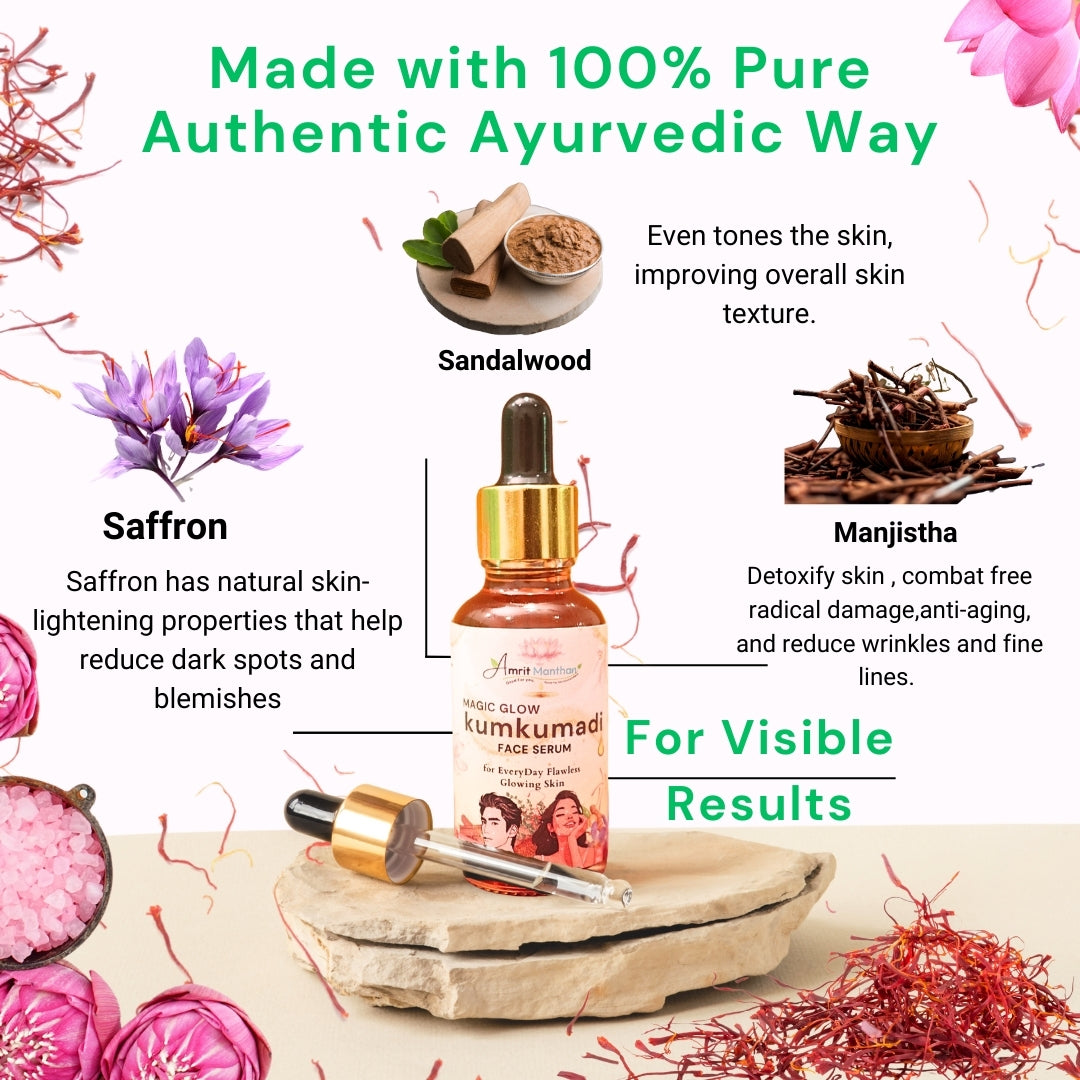Amrit Manthan kumkumadi Magic glow Face Serum with Saffron and sandalwood | 30ml