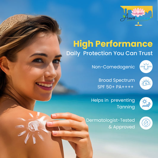 Amrit Manthan Glow out 100% Mineral sunscreen | Sunscreen SPF 50 PA+++ Fragrance & Alcohol Free | No White Cast