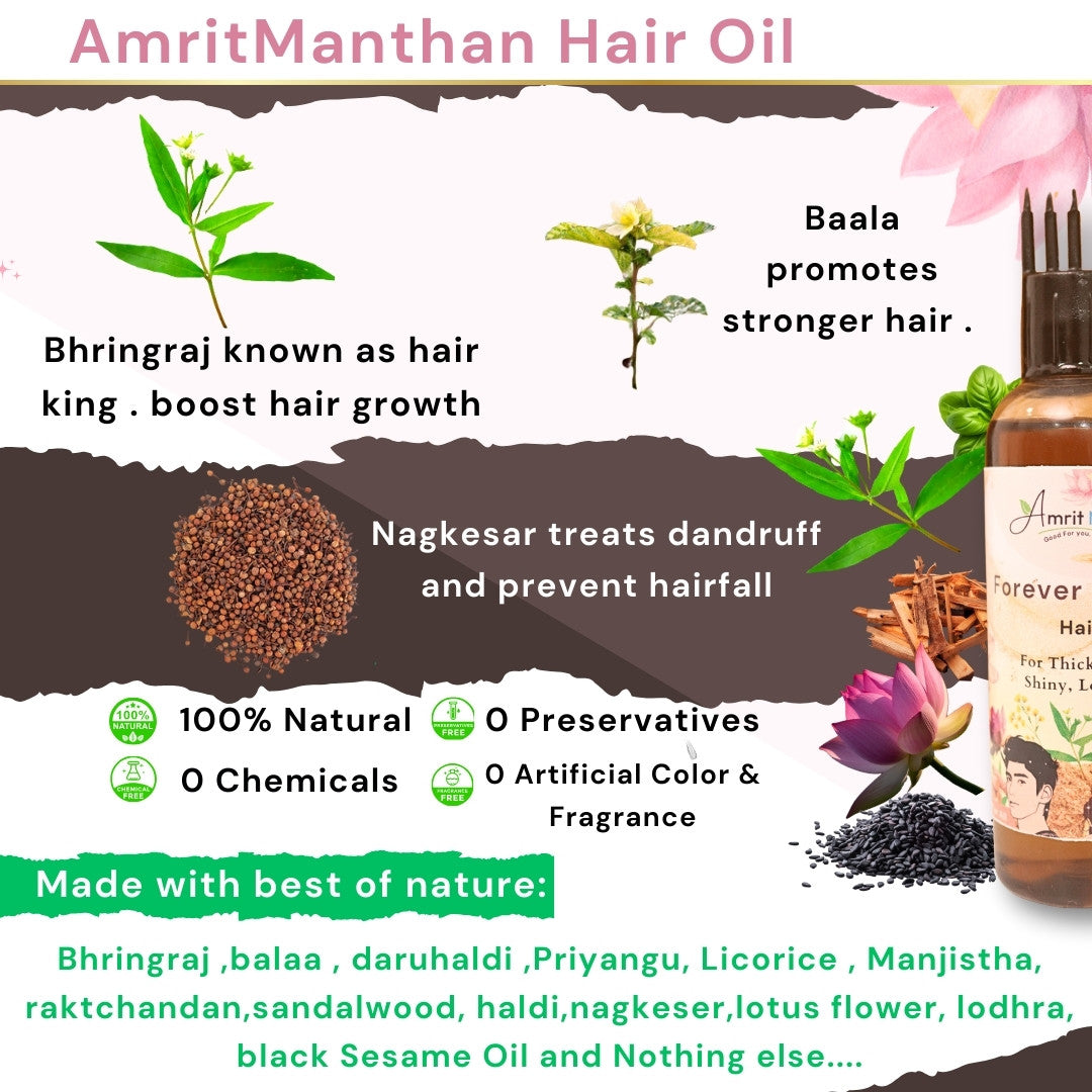 Amrit Manthan forever Growth Hair oil . Enriched with Bhringraj, bala & more for intensive hair care