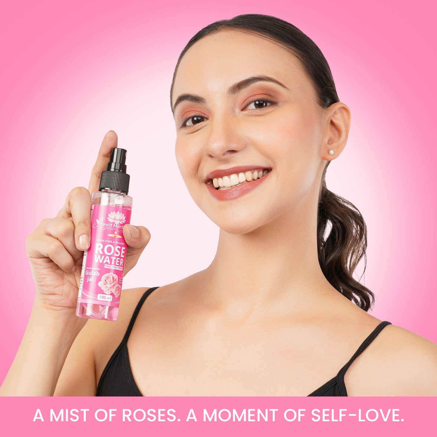 Amrit Manthan Real Rose face mist | 100% Steam Distilled Rose Water (edible grade) | No Alcohol, No Fragrance | Pure Facial Toner ; Multipurpose Mist | Safe for Skin, Hair & DIY | 100 ml