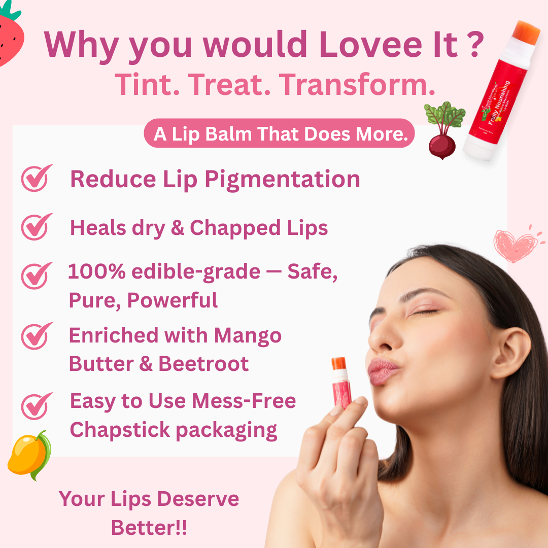 Amrit Manthan Fruity Nourishing  tinted Lipbalm With Beetroot & mango Butter