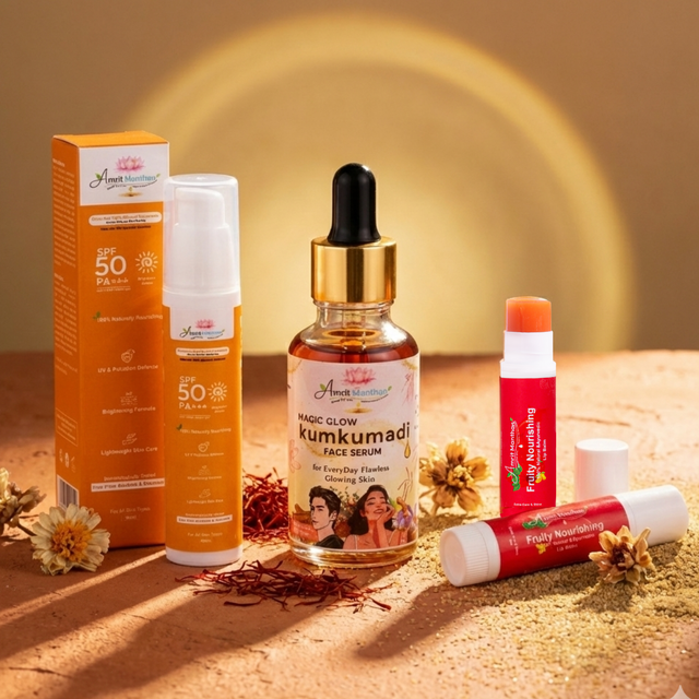 Amrit manthan  the Golden Hour KitGlow, Protect, Pout – Your 3-Step Daily Armor.